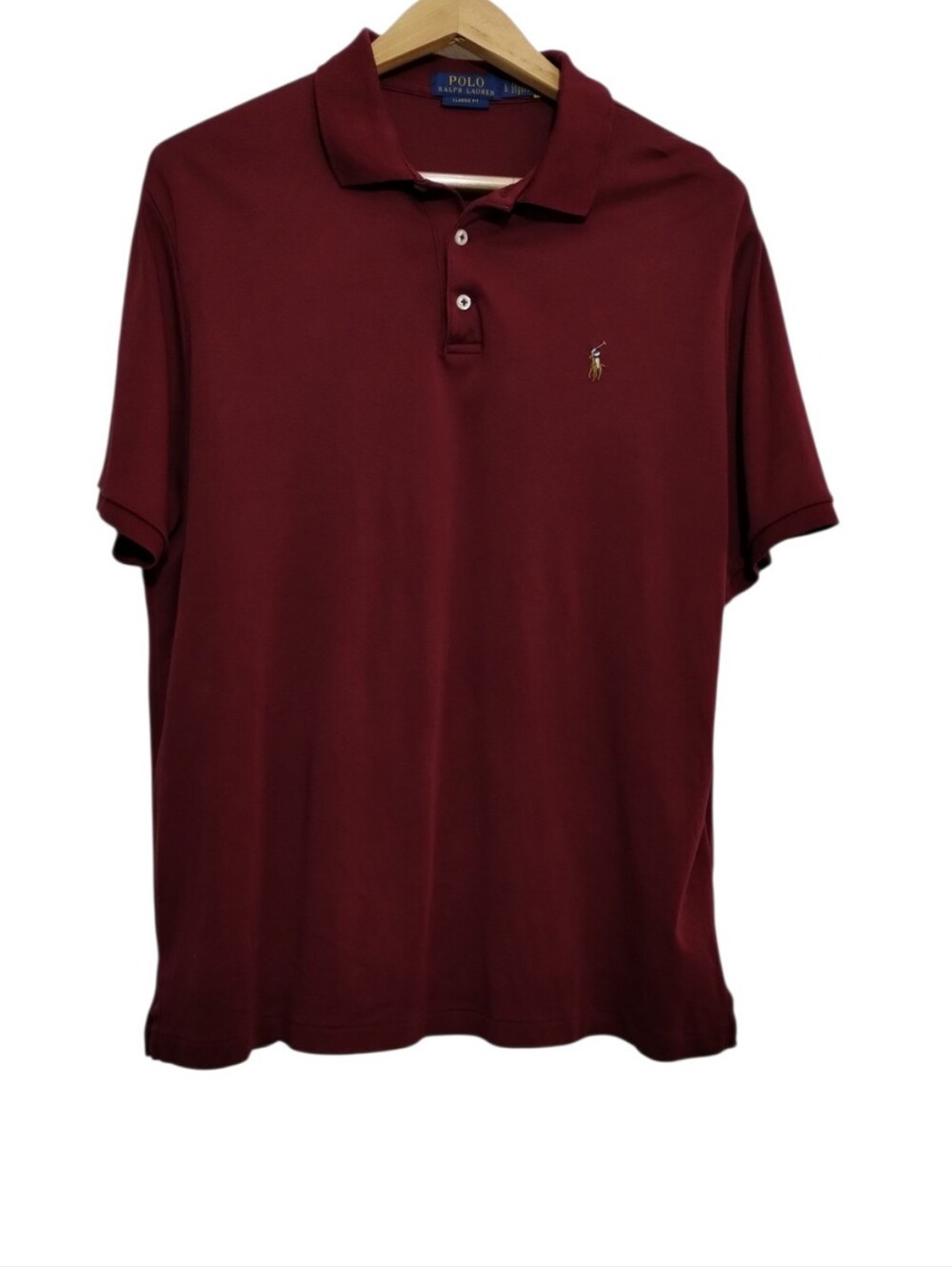 Polo by Ralph Lauren Men's L Classic Fit Maroon Short-Sleeve Pique Polo Preppy